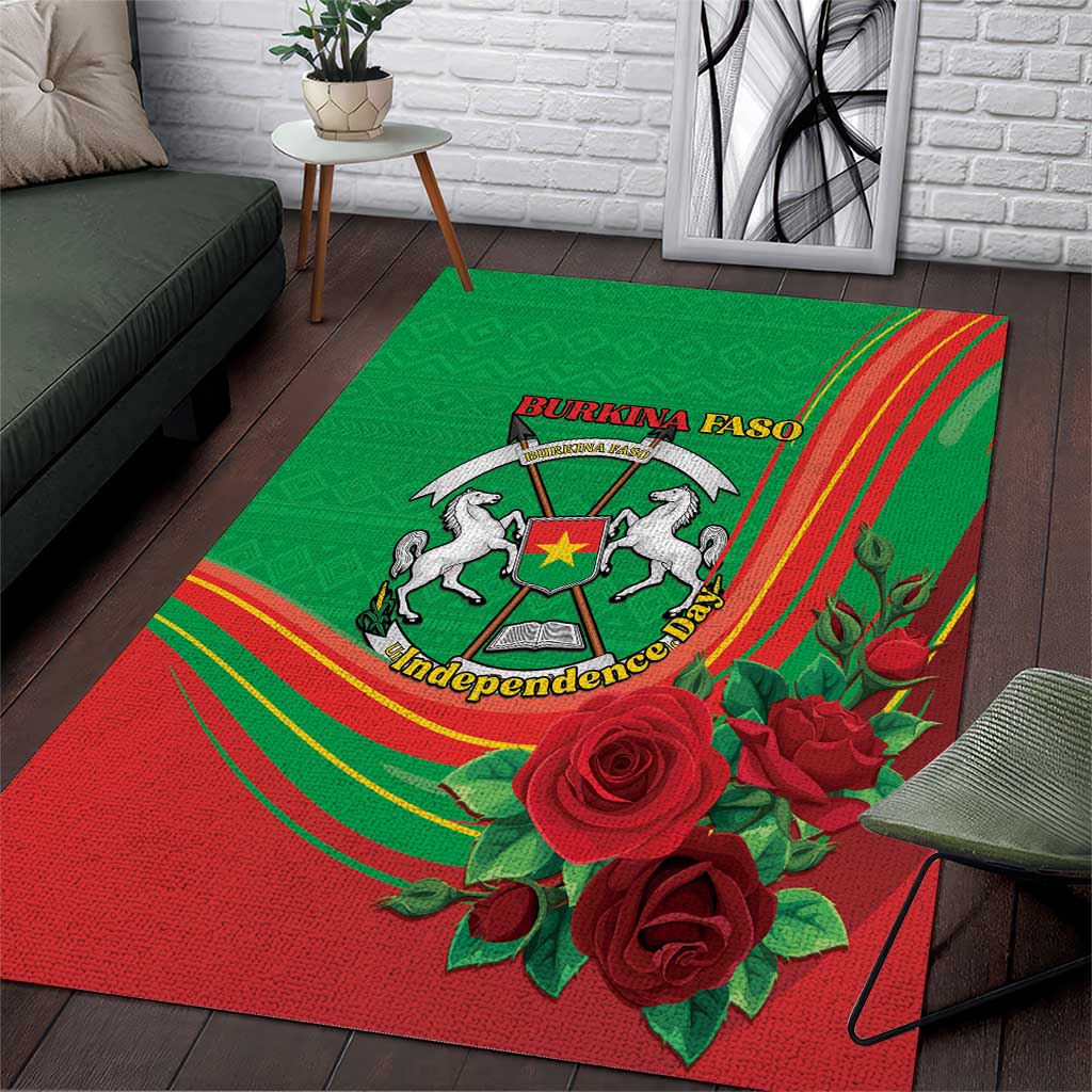 Burkina Faso Independence Day Area Rug Coat Of Arms African Pattern LT15