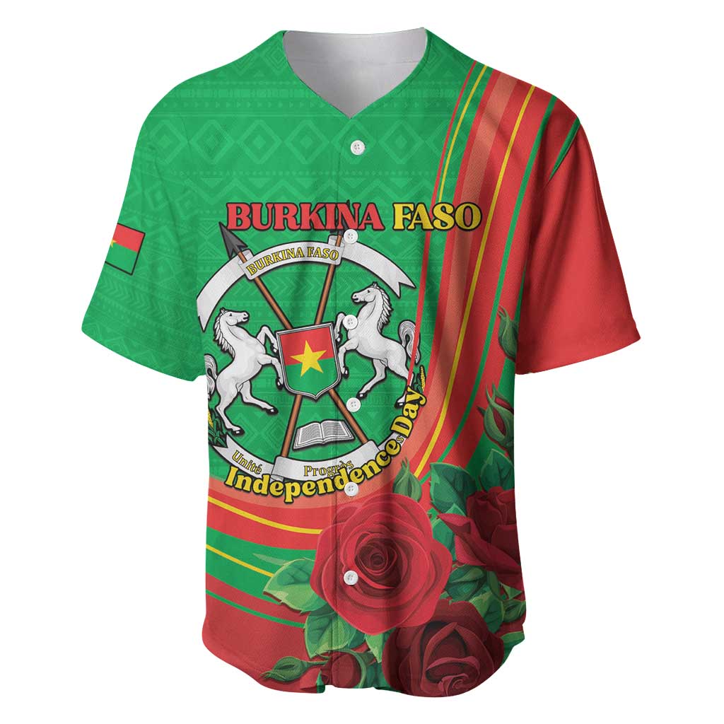 Personalised Burkina Faso Independence Day Baseball Jersey Coat Of Arms African Pattern LT15