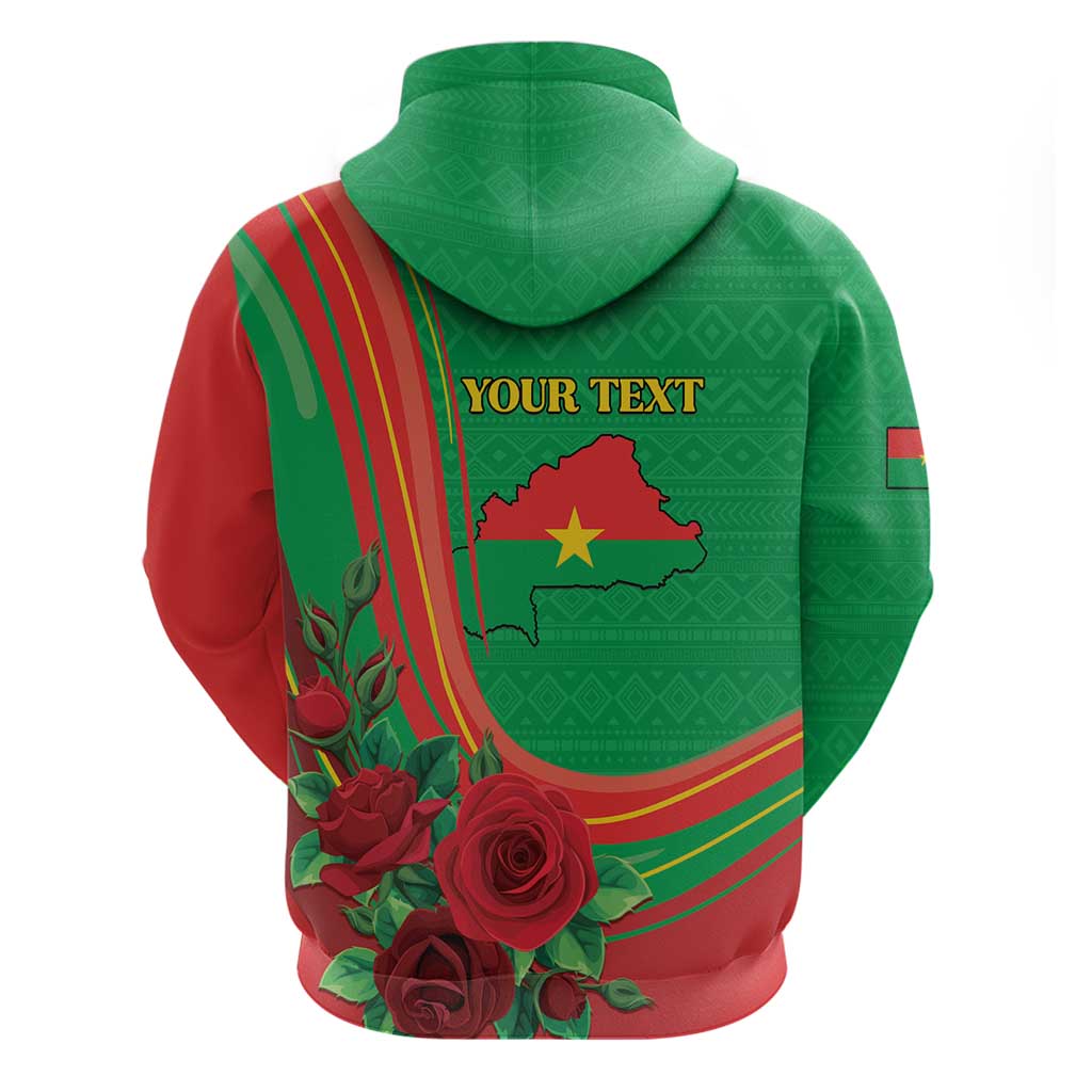 Personalised Burkina Faso Independence Day Hoodie Coat Of Arms With Rose LT15