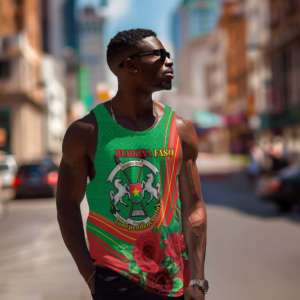 Personalised Burkina Faso Independence Day Men Tank Top Coat Of Arms African Pattern LT15