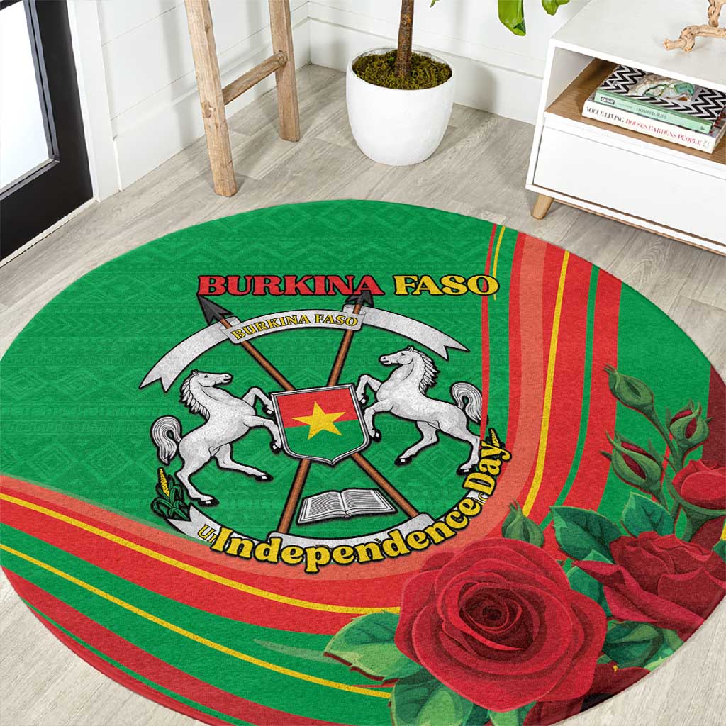 Burkina Faso Independence Day Round Carpet Coat Of Arms African Pattern LT15