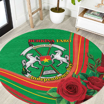 Burkina Faso Independence Day Round Carpet Coat Of Arms African Pattern LT15