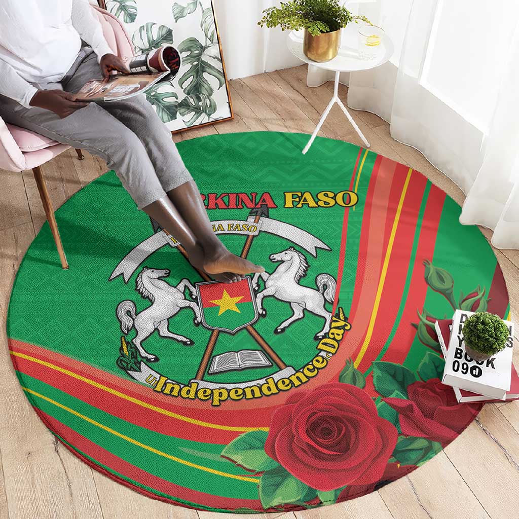 Burkina Faso Independence Day Round Carpet Coat Of Arms African Pattern LT15