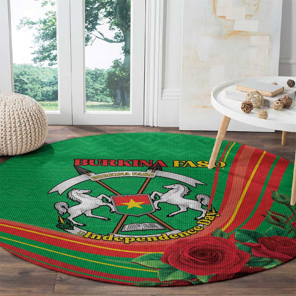 Burkina Faso Independence Day Round Carpet Coat Of Arms African Pattern LT15