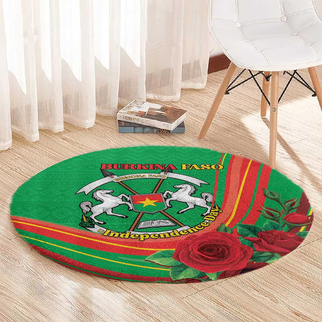 Burkina Faso Independence Day Round Carpet Coat Of Arms African Pattern LT15
