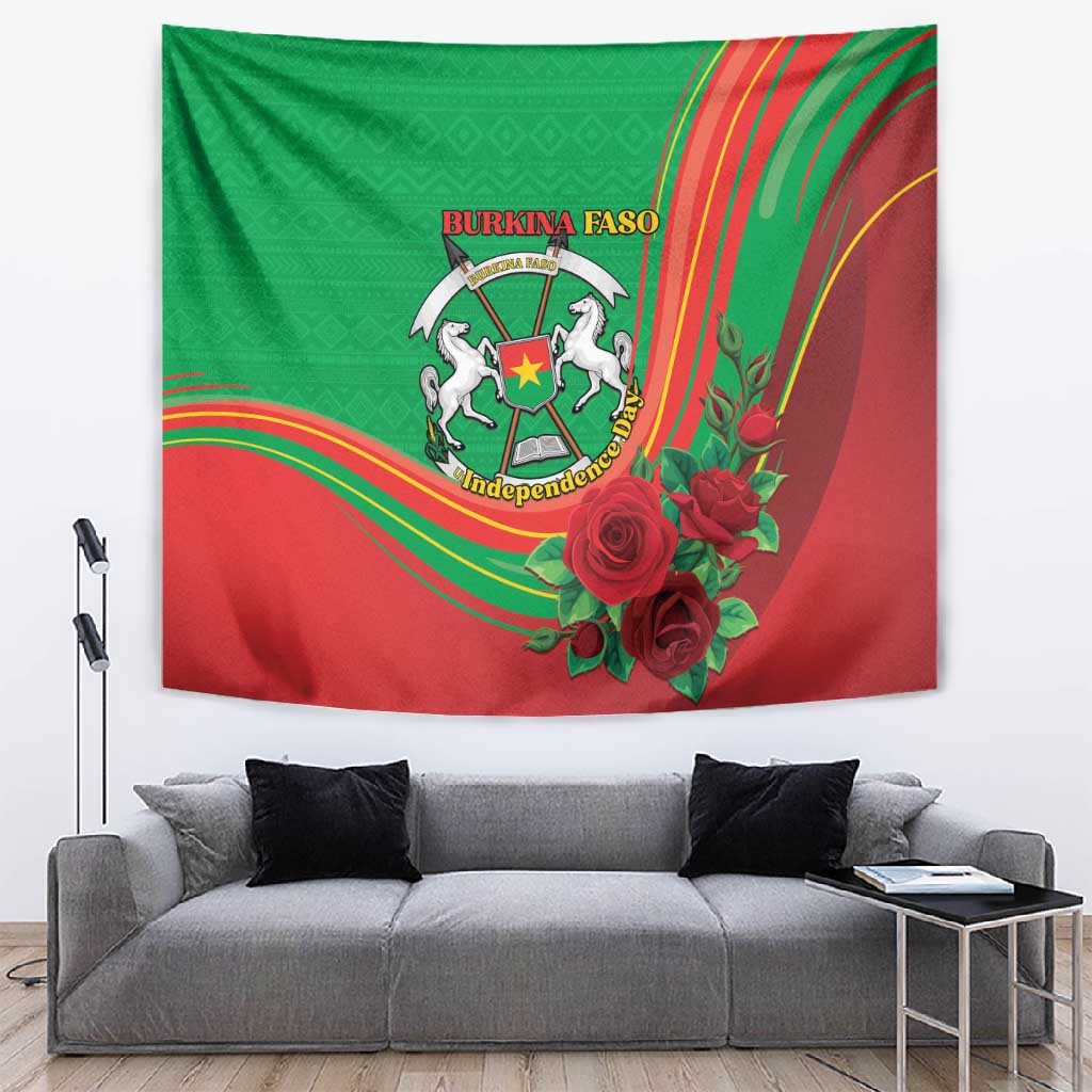 Burkina Faso Independence Day Tapestry Coat Of Arms African Pattern LT15