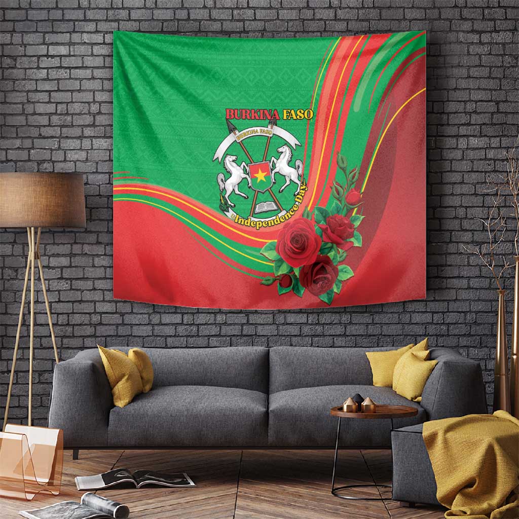 Burkina Faso Independence Day Tapestry Coat Of Arms African Pattern LT15