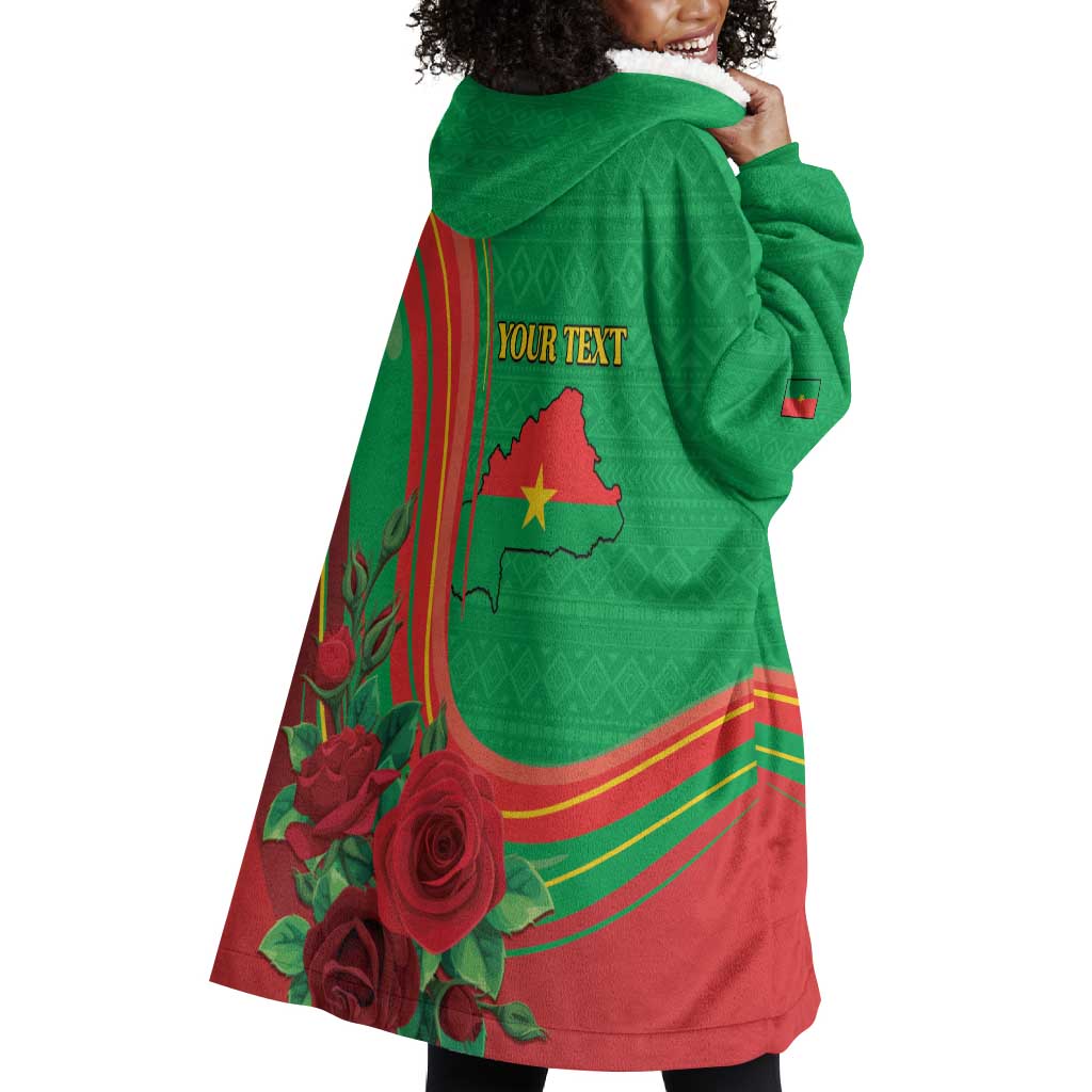 Personalised Burkina Faso Independence Day Wearable Blanket Hoodie Coat Of Arms African Pattern LT15