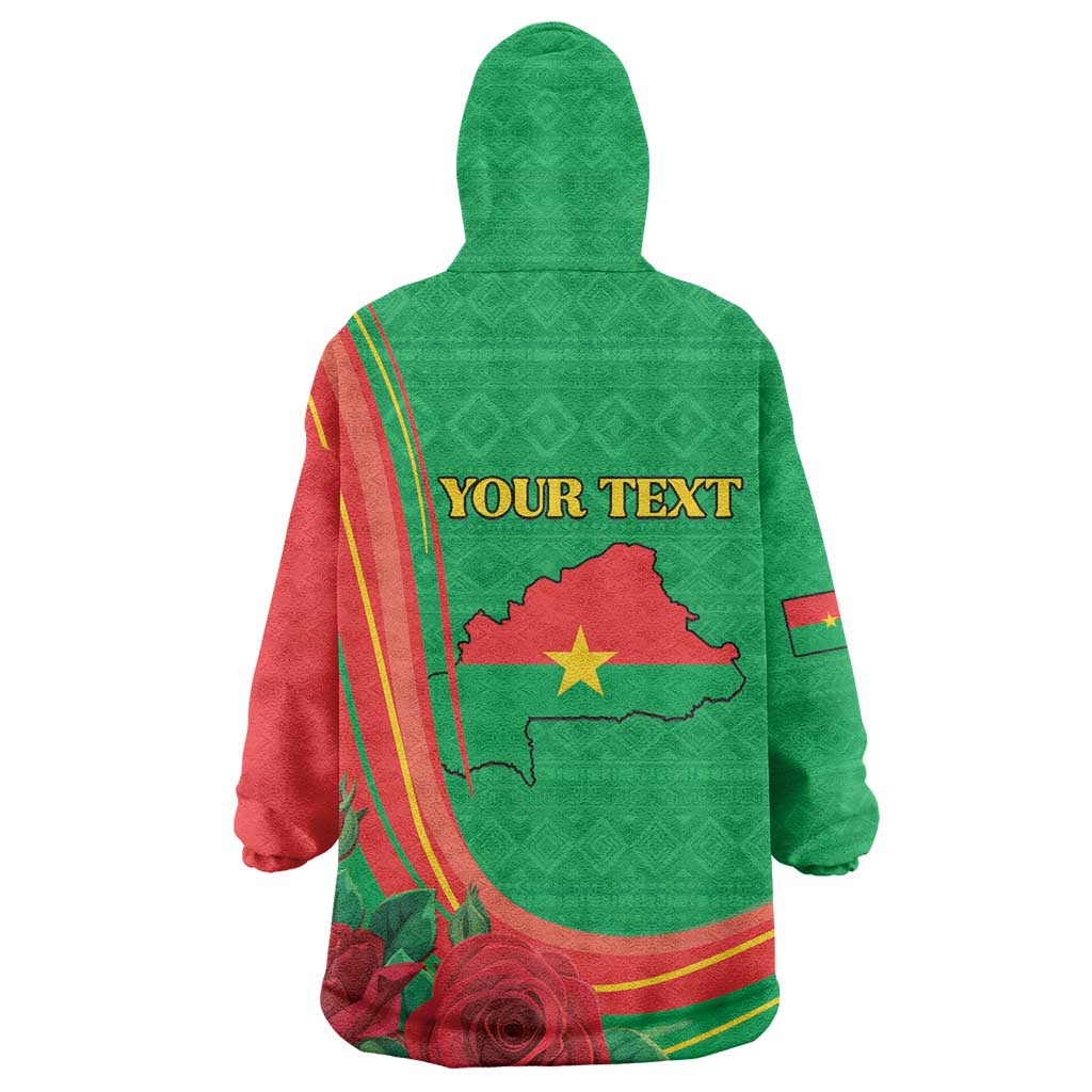 Personalised Burkina Faso Independence Day Wearable Blanket Hoodie Coat Of Arms African Pattern LT15