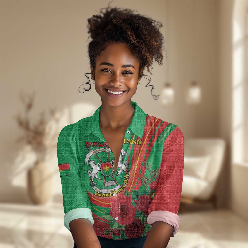 Personalised Burkina Faso Independence Day Women Casual Shirt Coat Of Arms African Pattern LT15
