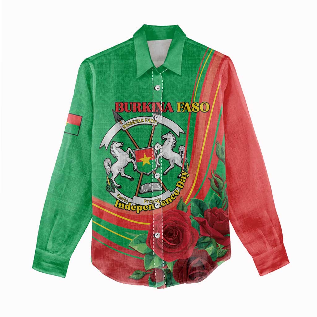 Personalised Burkina Faso Independence Day Women Casual Shirt Coat Of Arms African Pattern LT15