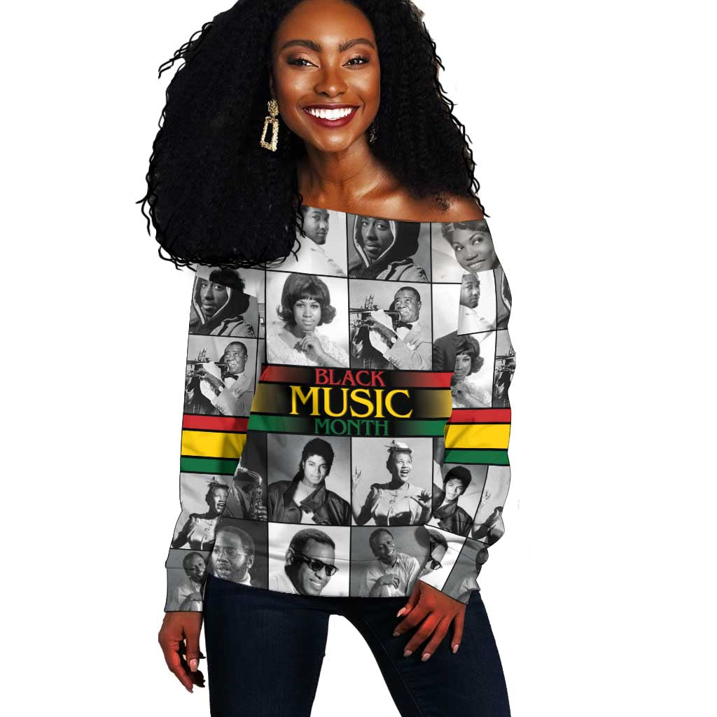 Black Music Month Legends Tribute Off Shoulder Sweater LT15