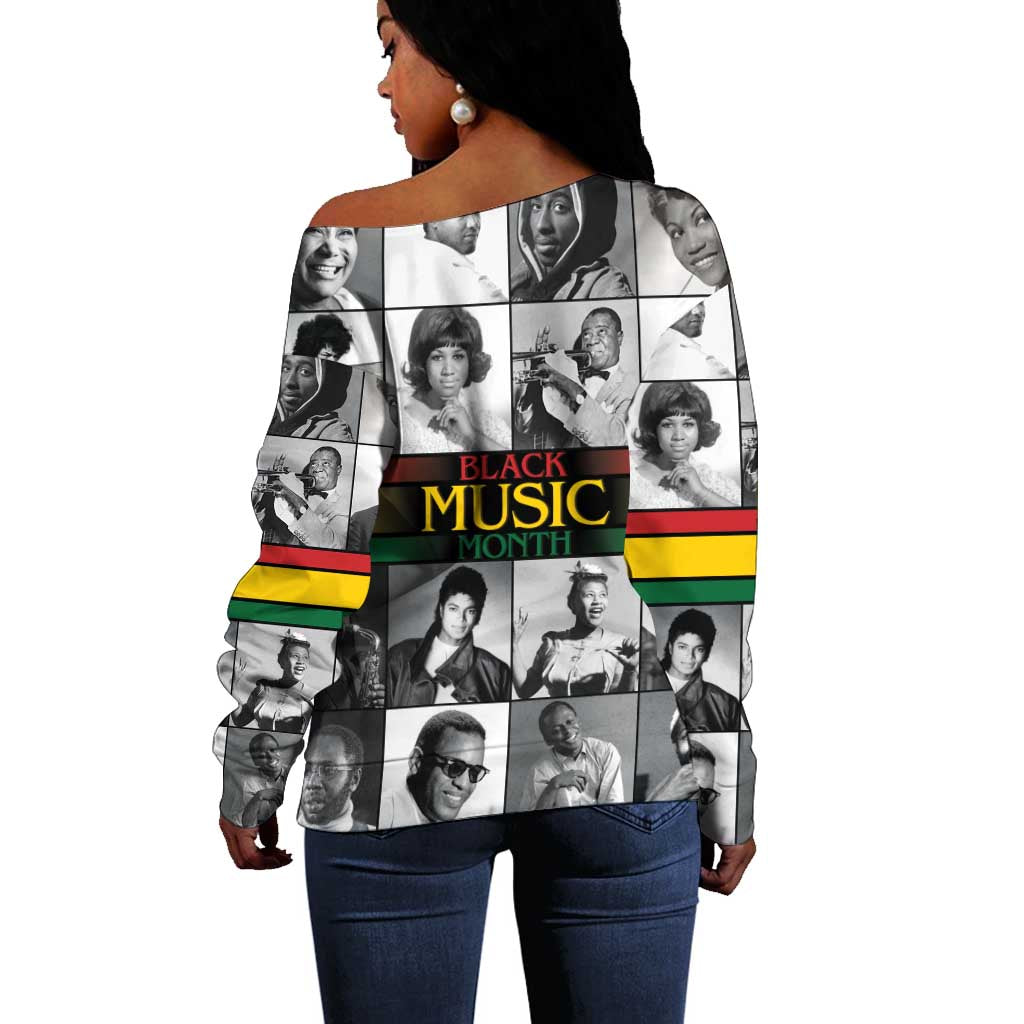 Black Music Month Legends Tribute Off Shoulder Sweater LT15