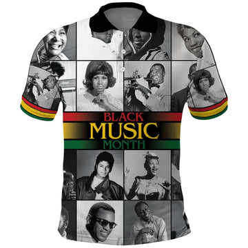 African-American Black Music Month Polo Shirt Legends Tribute LT15