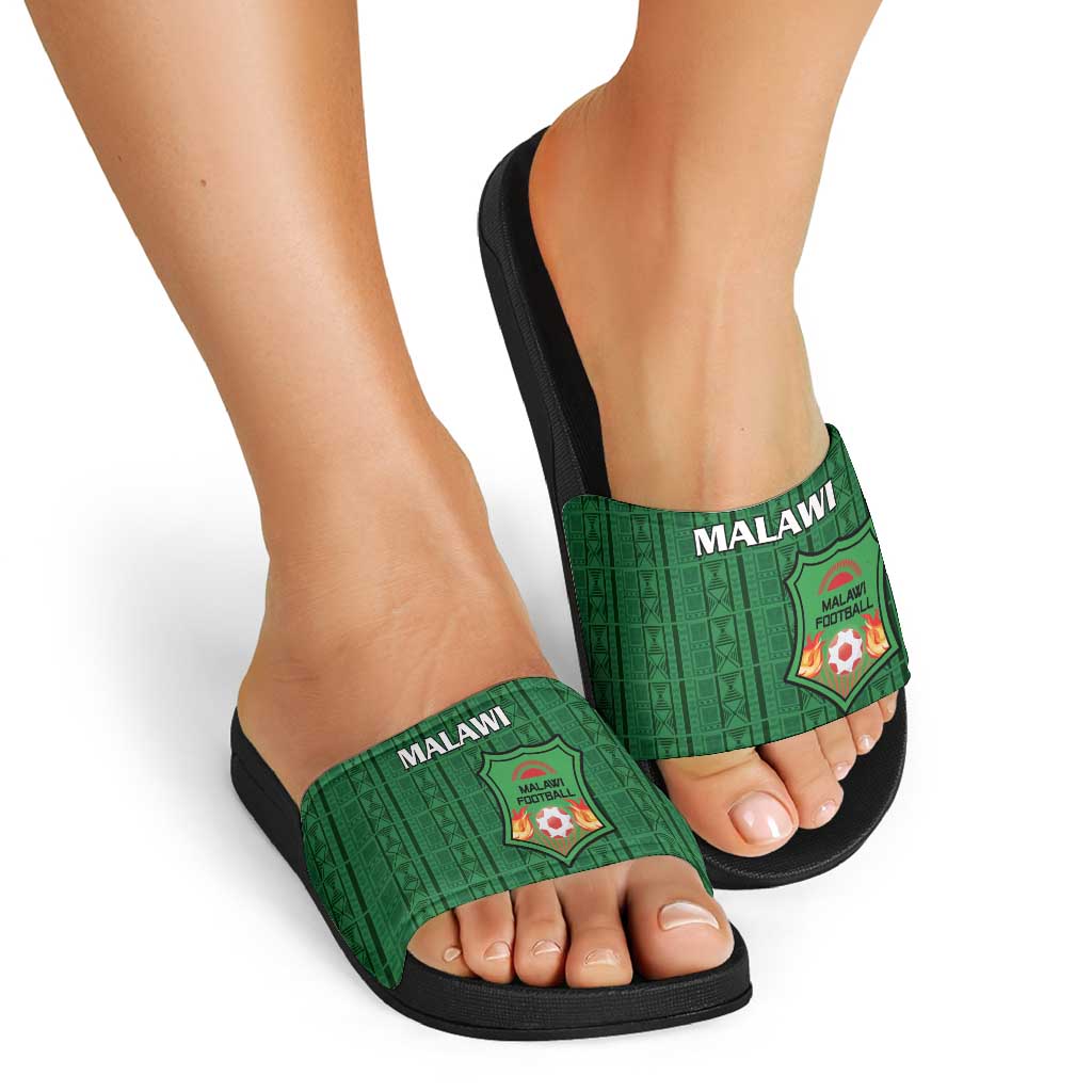 Malawi Football Slide Sandals Come On Flames - Green LT15