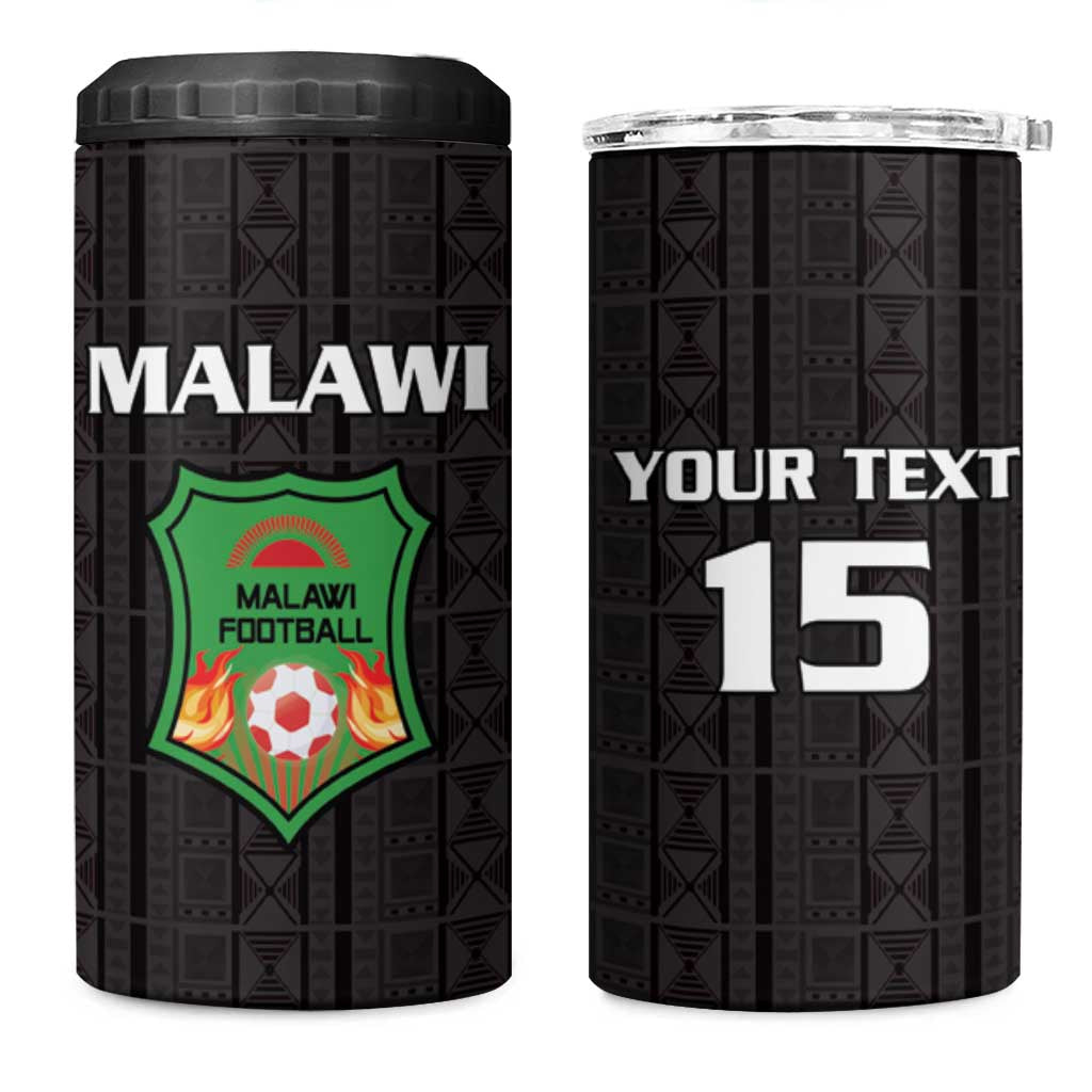 Custom Malawi Football 4 in 1 Can Cooler Tumbler Go Champions - Black LT15