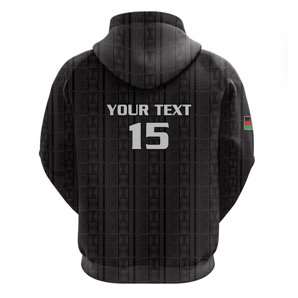 Custom Malawi Football Hoodie Come On Flames - Black LT15