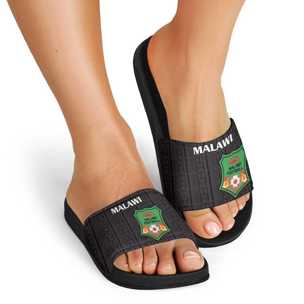 Malawi Football Slide Sandals Come On Flames - Black LT15