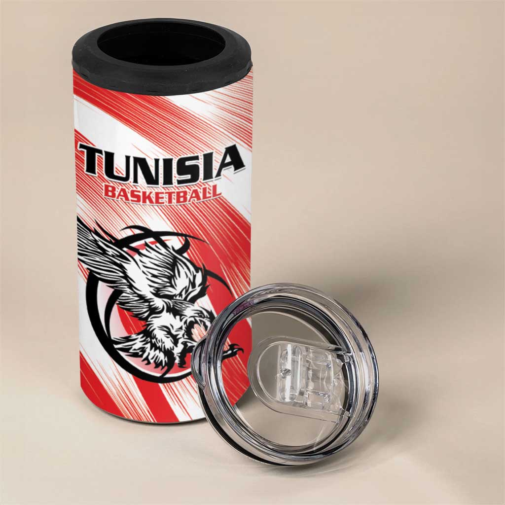 Afro Basketball Tunisia Custom 4 in 1 Can Cooler Tumbler Go Eagles of Carthage LT15