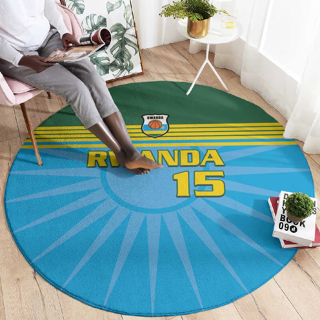 Afro Basketball Rwanda Custom Round Carpet Go Champions LT15