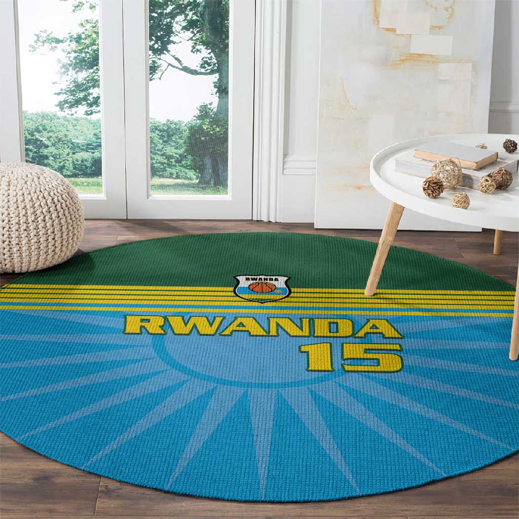Afro Basketball Rwanda Custom Round Carpet Go Champions LT15