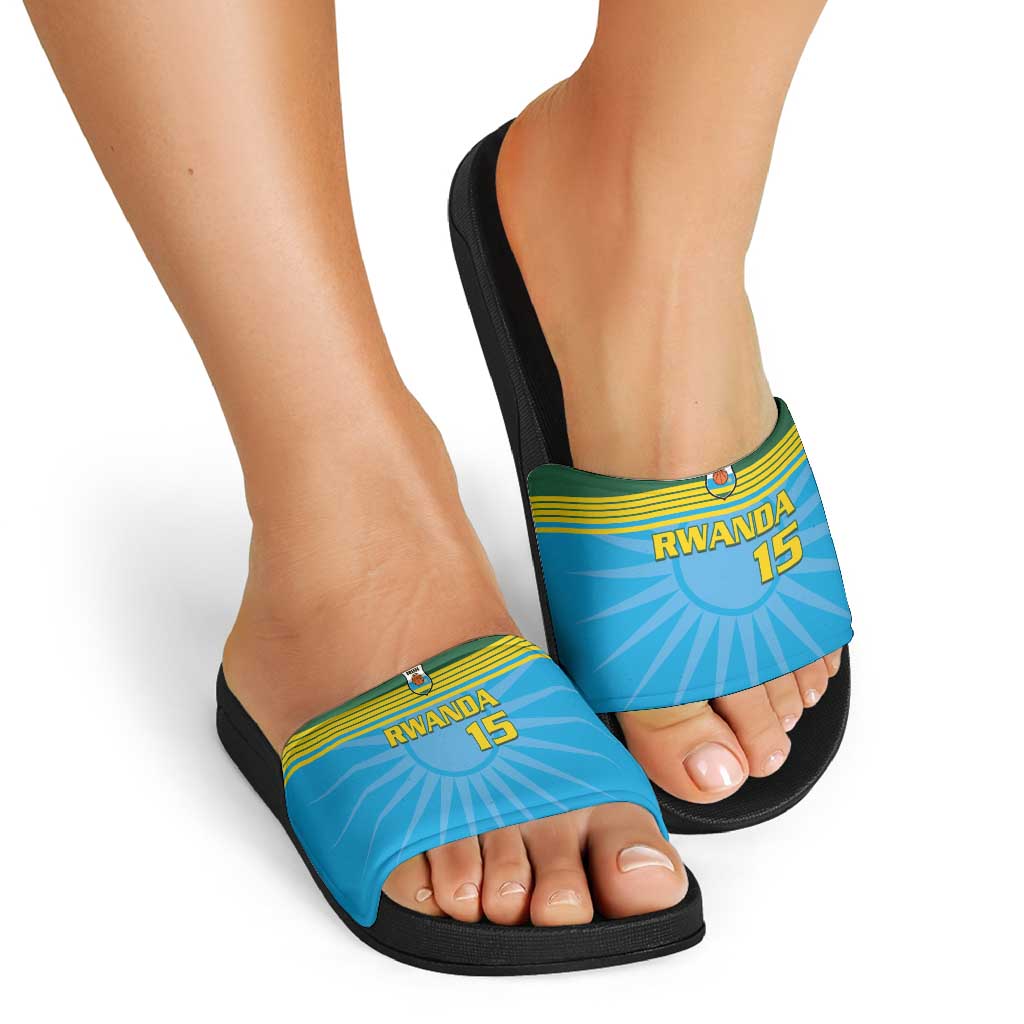 Custom Rwanda Basketball Slide Sandals Go Champions LT15