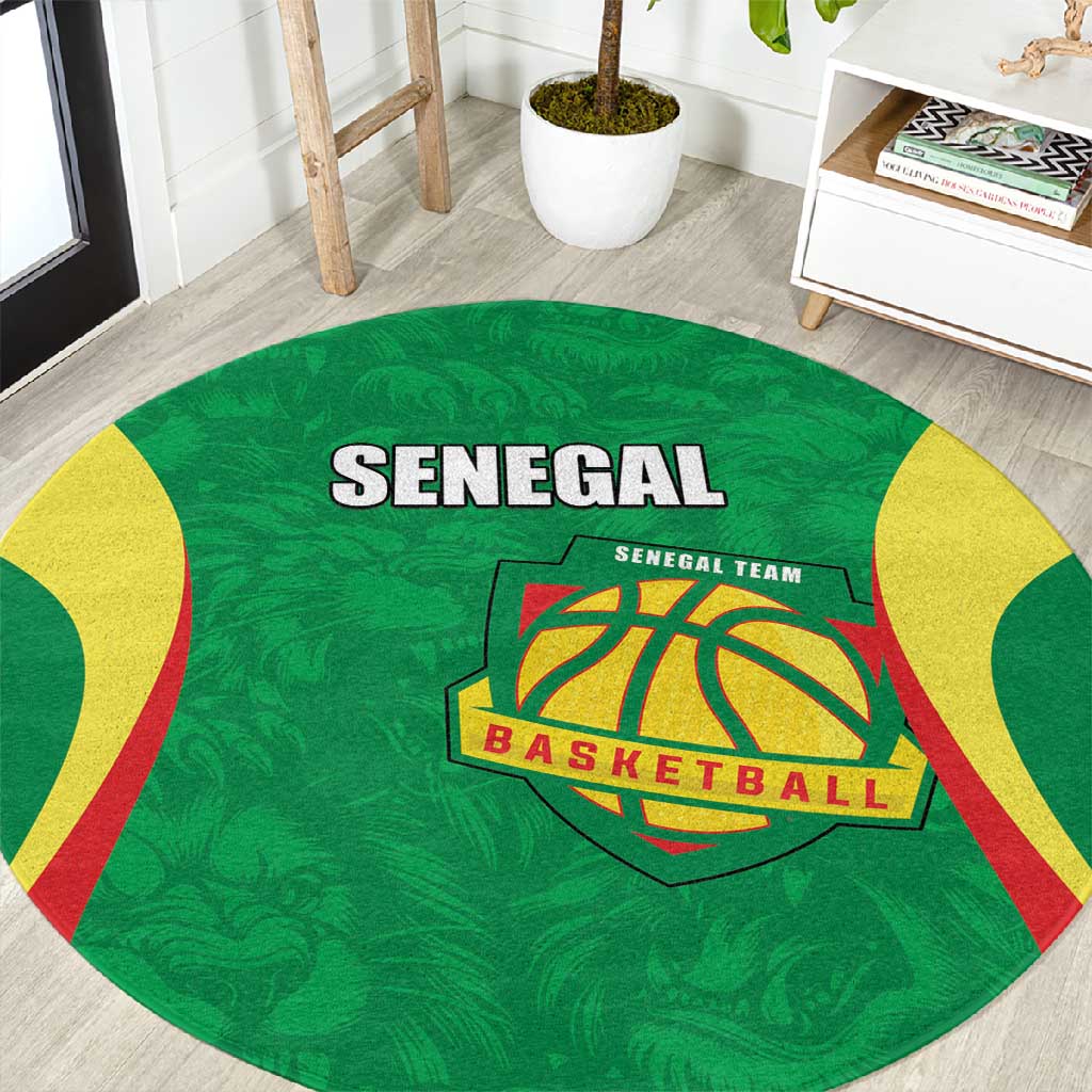 Afro Basketball Senegal Custom Round Carpet Go Champions Lions LT15