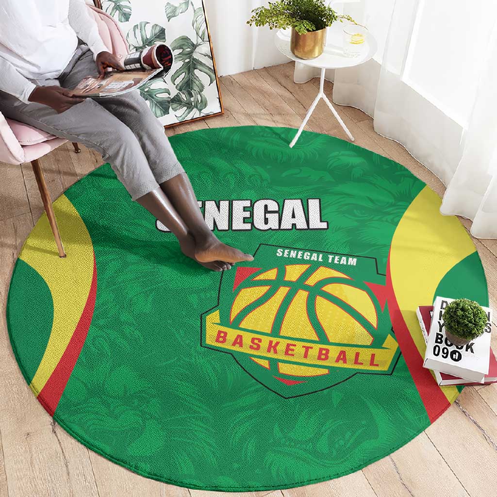 Afro Basketball Senegal Custom Round Carpet Go Champions Lions LT15