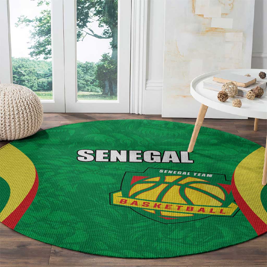 Afro Basketball Senegal Custom Round Carpet Go Champions Lions LT15