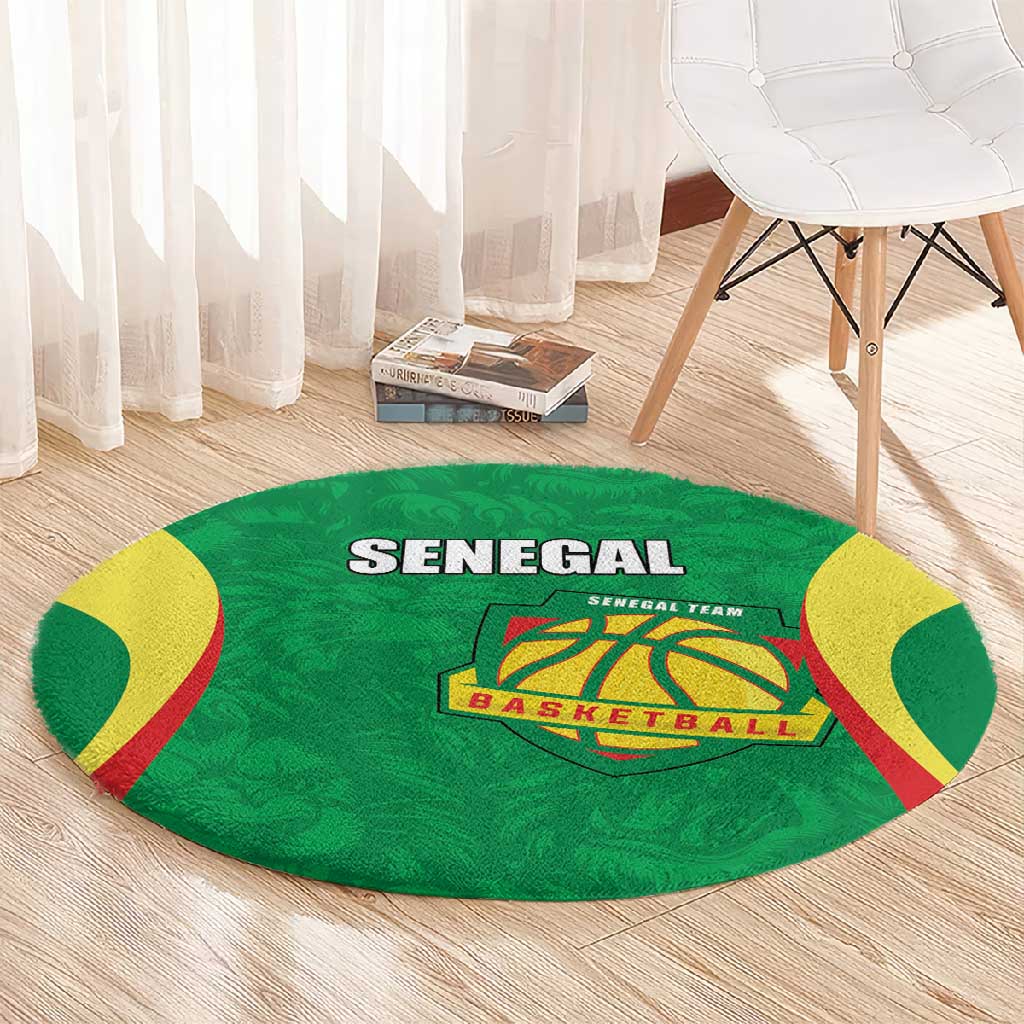 Afro Basketball Senegal Custom Round Carpet Go Champions Lions LT15