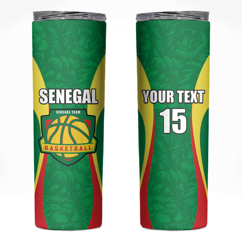 Afro Basketball Senegal Custom Skinny Tumbler Go Champions Lions LT15