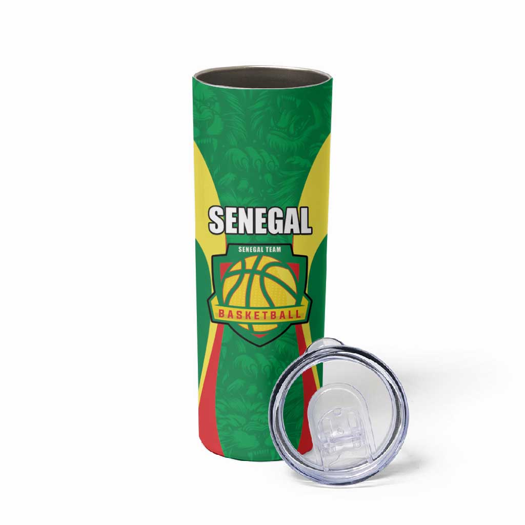 Afro Basketball Senegal Custom Skinny Tumbler Go Champions Lions LT15