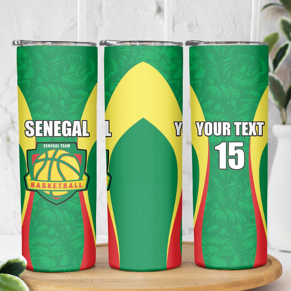Afro Basketball Senegal Custom Skinny Tumbler Go Champions Lions LT15