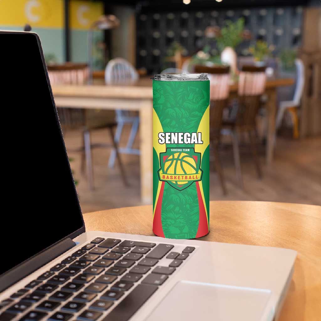 Afro Basketball Senegal Custom Skinny Tumbler Go Champions Lions LT15