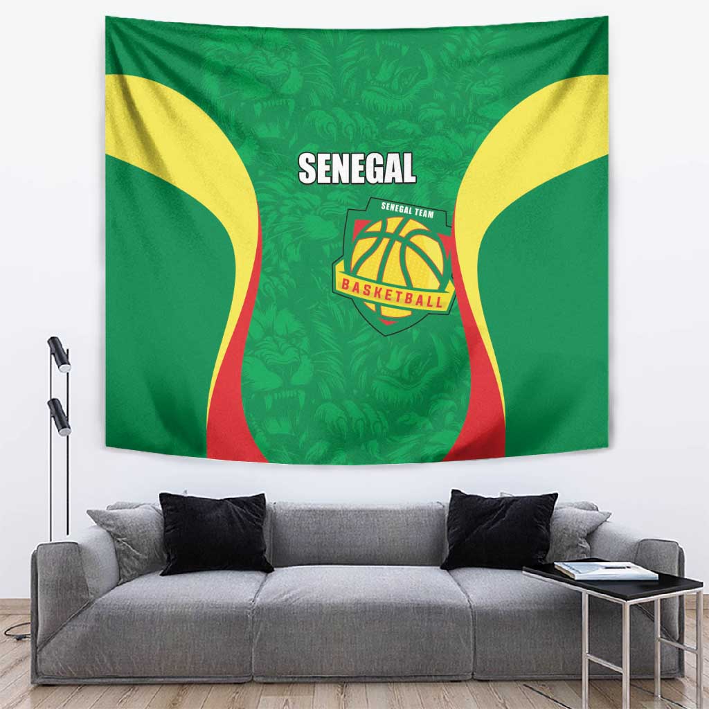 Afro Basketball Senegal Custom Tapestry Go Champions Lions LT15