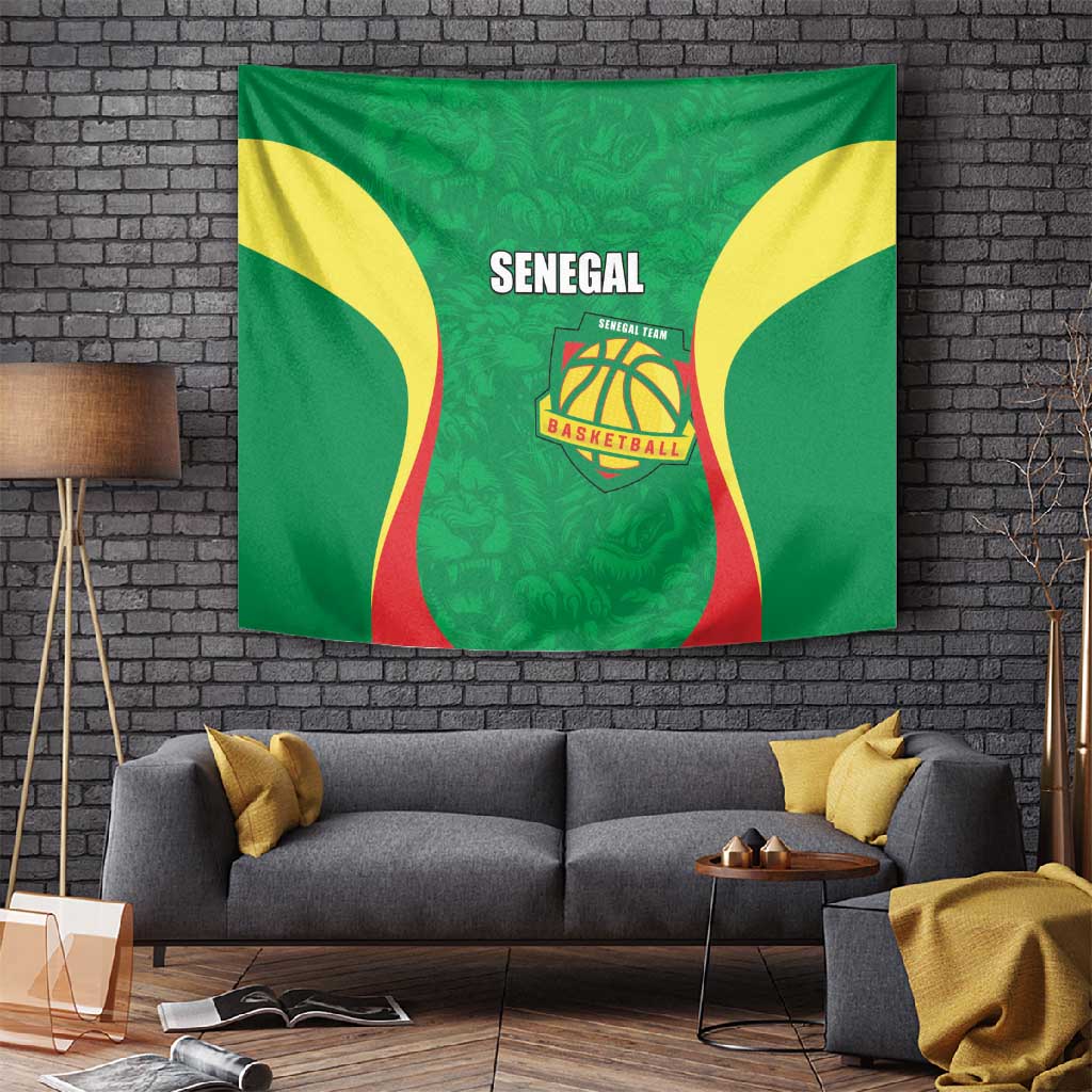 Afro Basketball Senegal Custom Tapestry Go Champions Lions LT15