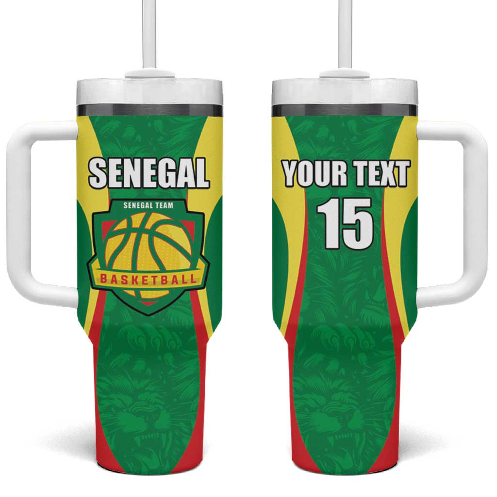 Afro Basketball Senegal Custom Tumbler With Handle Go Champions Lions LT15
