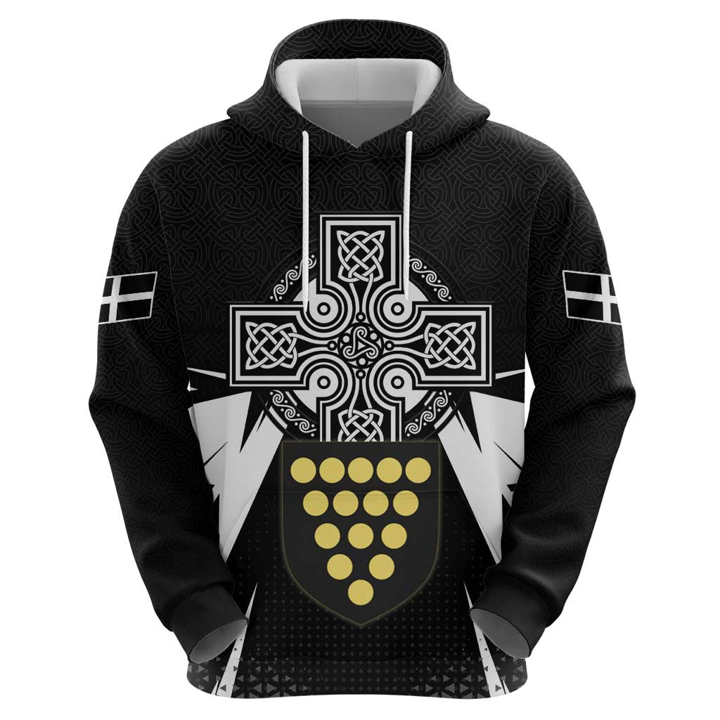 Cornwall Celtic Cross Hoodie Coat Of Arms With Celtic Pattern LT15