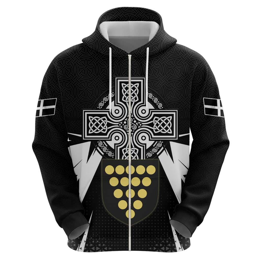 Cornwall Celtic Cross Hoodie Coat Of Arms With Celtic Pattern LT15