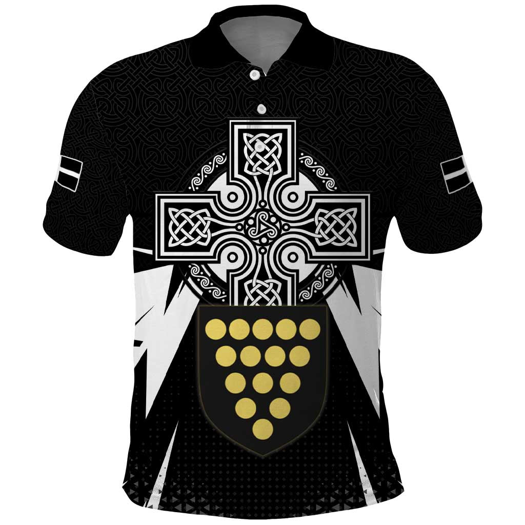 Cornwall Celtic Cross Polo Shirt Coat Of Arms With Celtic Pattern LT15