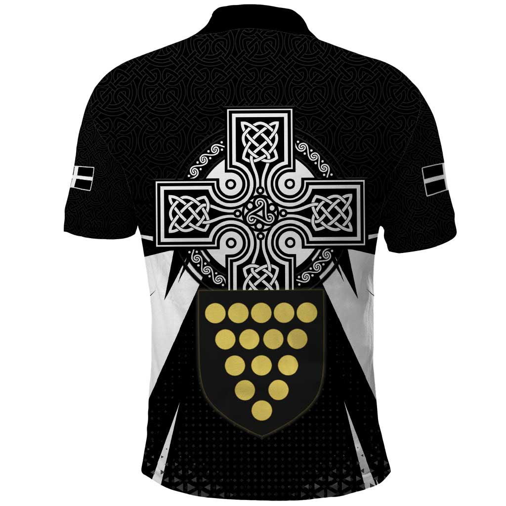 Cornwall Celtic Cross Polo Shirt Coat Of Arms With Celtic Pattern LT15