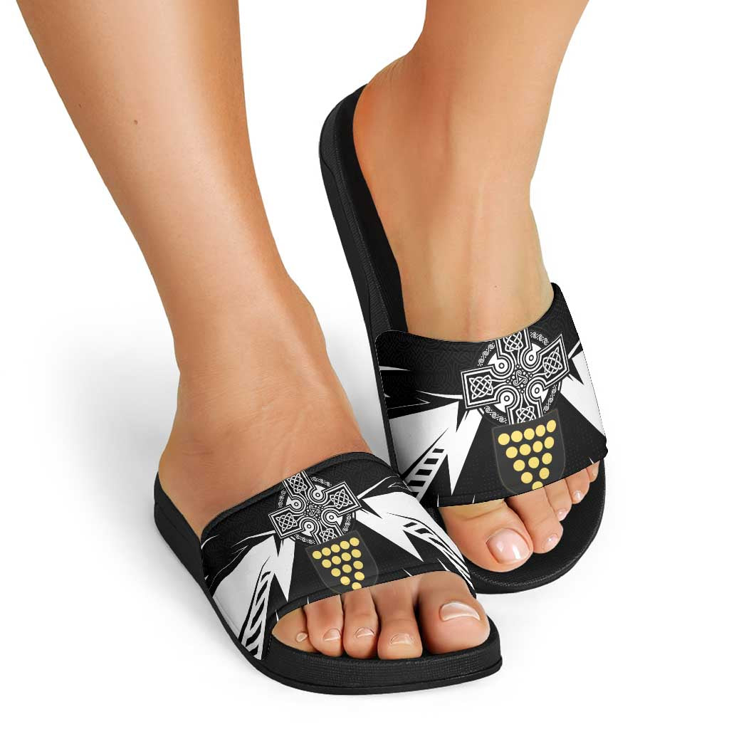 Cornwall Celtic Cross Slide Sandals Coat Of Arms With Celtic Pattern LT15