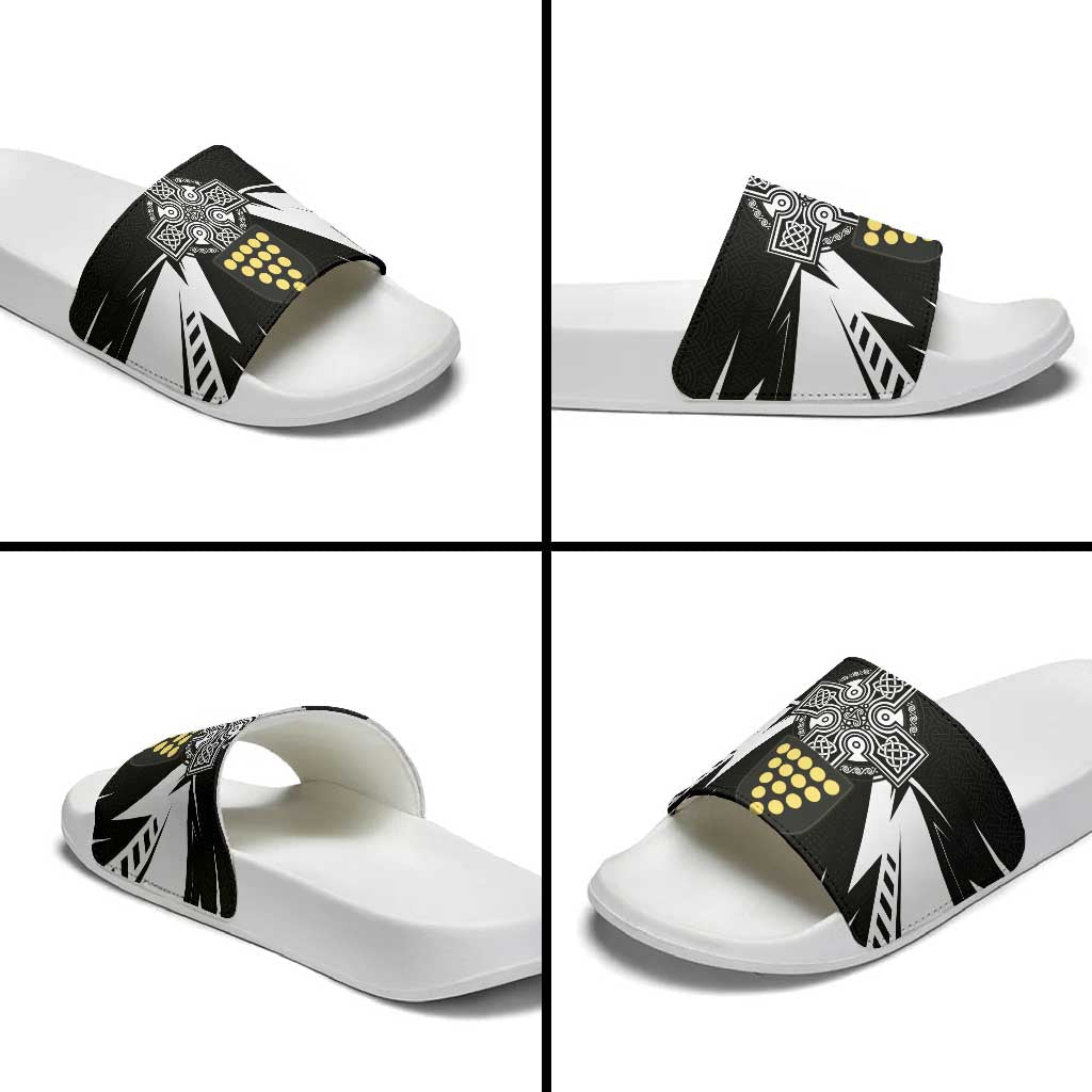 Cornwall Celtic Cross Slide Sandals Coat Of Arms With Celtic Pattern LT15