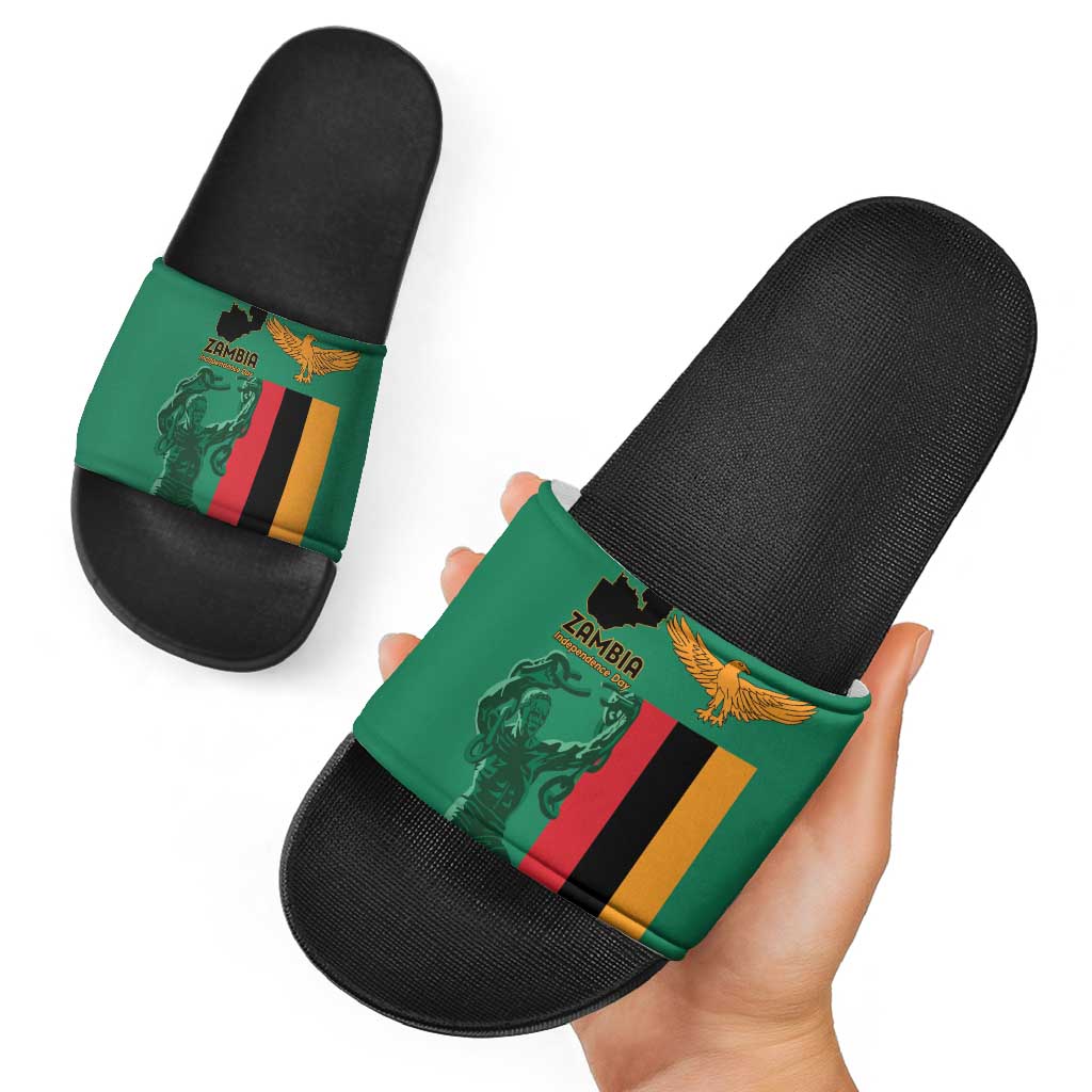 Zambia Independence Day Slide Sandals Lusaka Freedom Statue LT15
