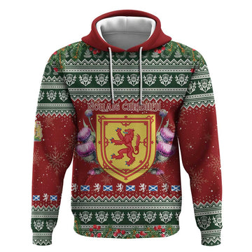 Scotland Christmas Hoodie The Royal Arms of Scotland With Thistle LT15