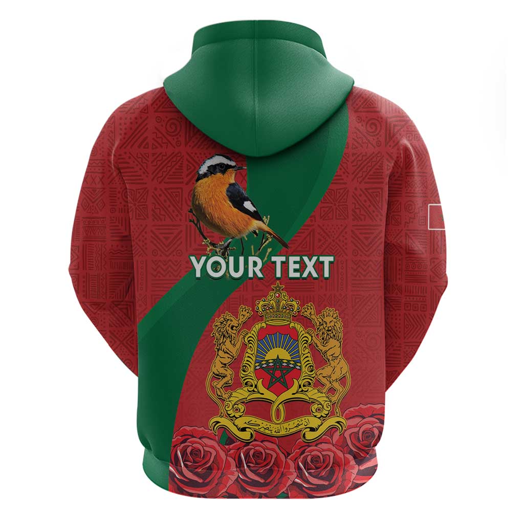 Personalised Morocco Proclamation Day Hoodie Moussier's Redstart With Coat Of Arms LT15