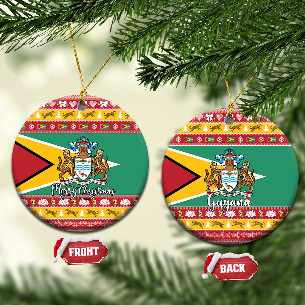 Guyana Christmas Ceramic Ornament Coat Of Arms with Flag Style LT15