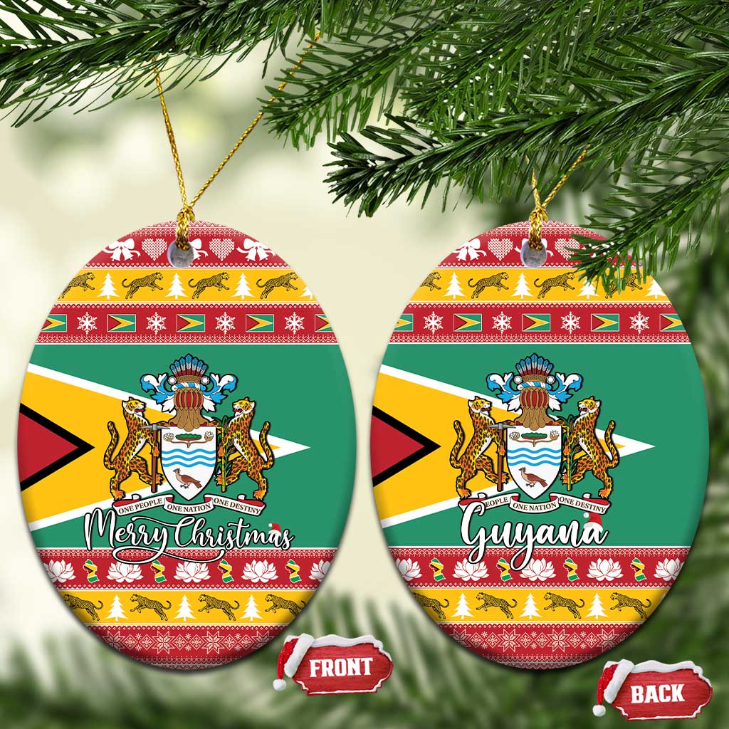 Guyana Christmas Ceramic Ornament Coat Of Arms with Flag Style LT15