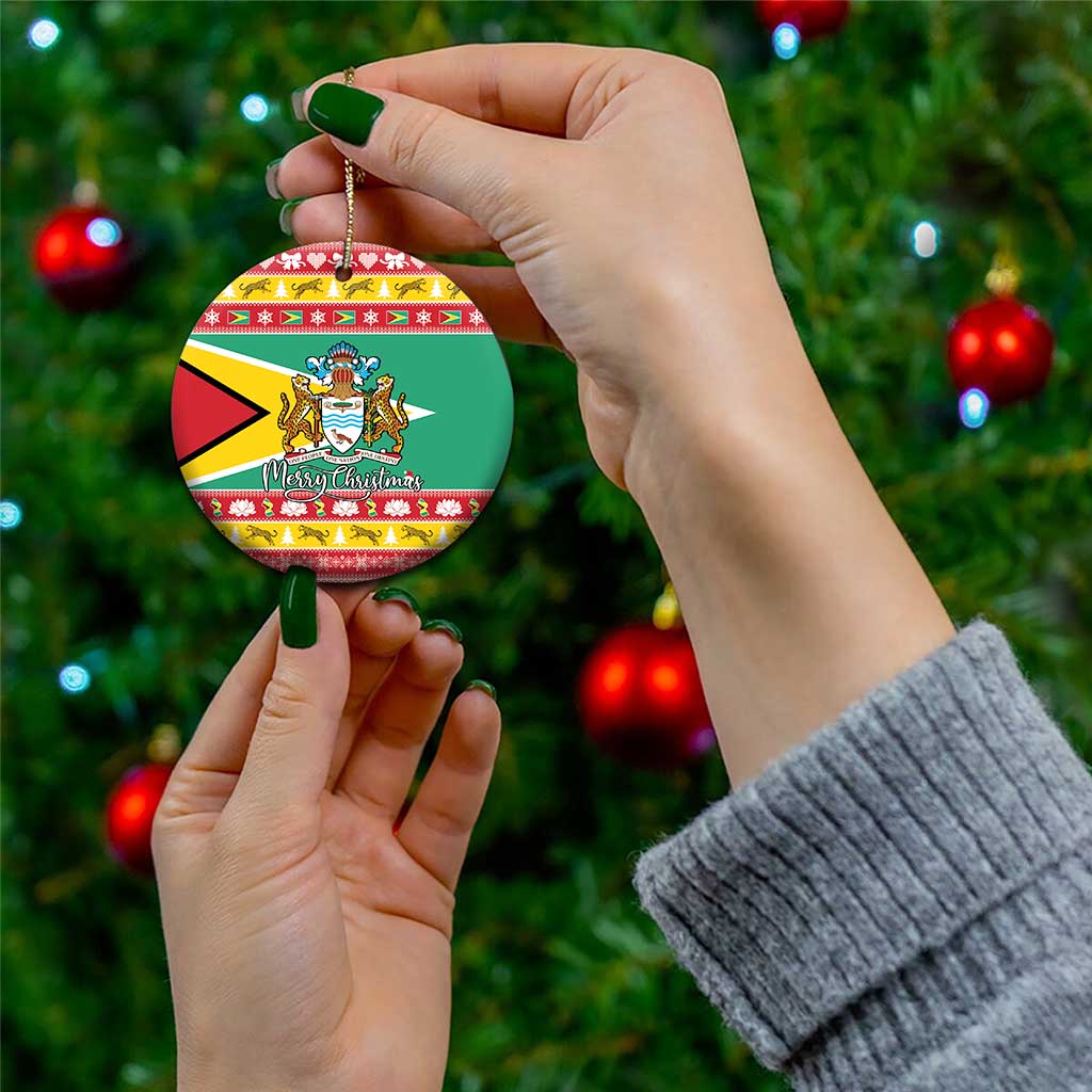 Guyana Christmas Ceramic Ornament Coat Of Arms with Flag Style LT15
