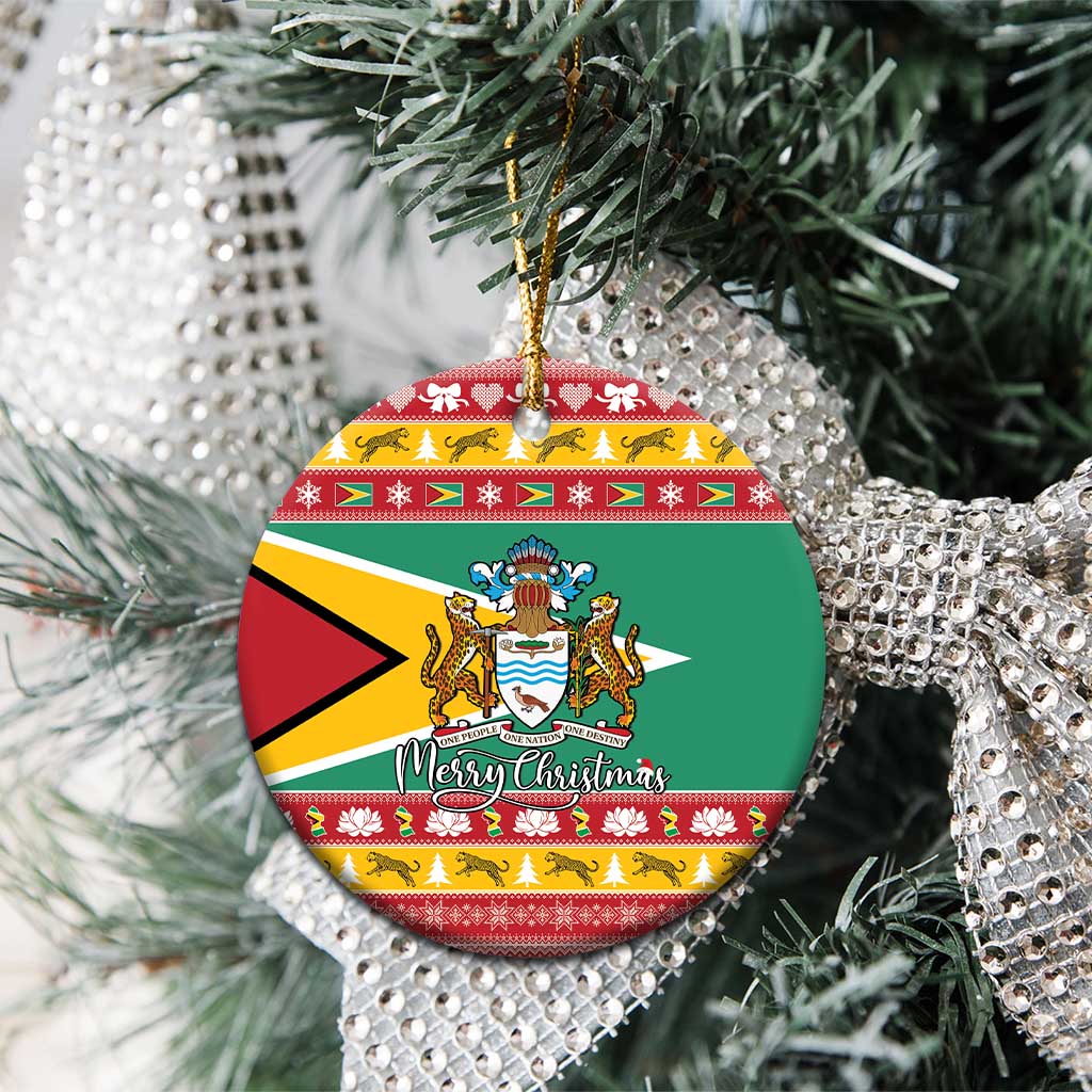 Guyana Christmas Ceramic Ornament Coat Of Arms with Flag Style LT15
